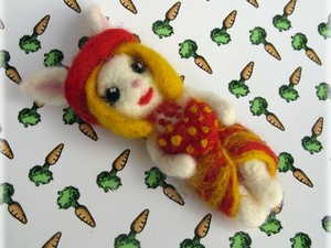 Lady rabbit made out of felt