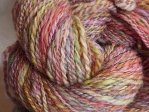 Pink and yellow coloured yarn