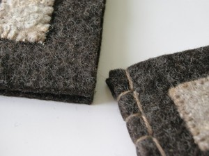 Close up of felted notebooks