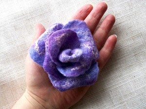 Purple felted flower