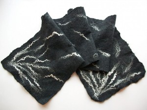 Black and white felted scarf